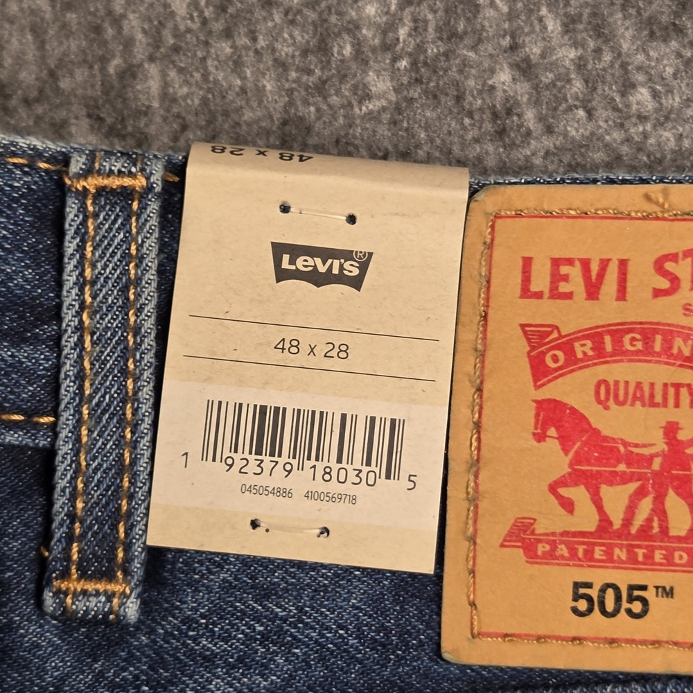 Levi’s 505 Jeans Mens 48x28 Big And Tall Blue Denim Straight Leg Medium Wash NWT - Picture 5 of 15